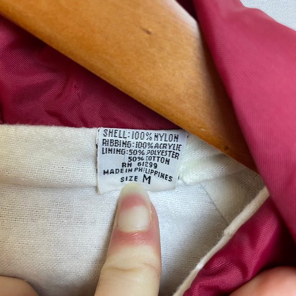 Vintage 80s Briarcliff Mens Nylon Windbreaker Jacket Size M Red Snap Lined - Picture 8 of 12